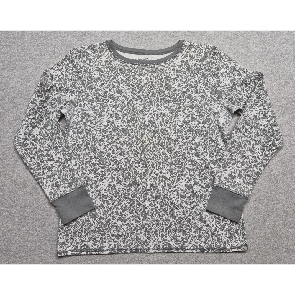 Eddie Bauer Thermal Shirt Womens XL Gray Knit Long Sleeve Casual‎ Top